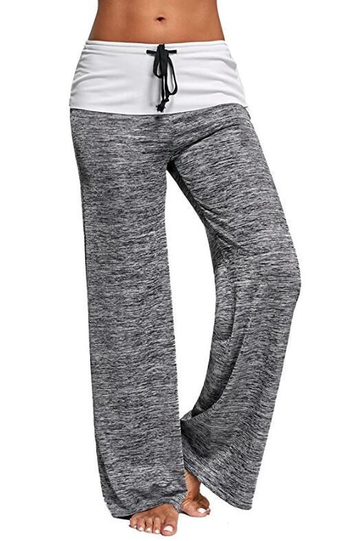 SZ60026-3 Женские свободные леггинсы для йоги с широкими штанинами Foldover Heather